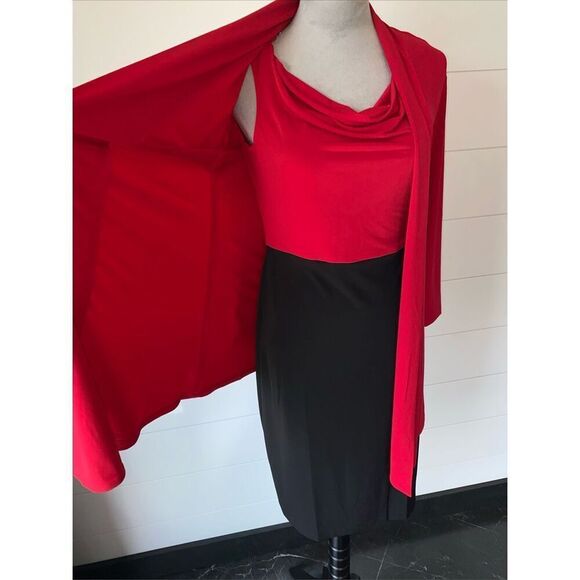 Connected Apparel Womens Faux-Jacket Dress Red And Black Size 6 - Picture 6 of 9